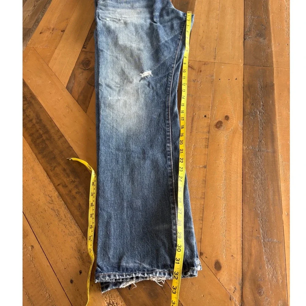 Vtg POLO Ralph Lauren Mens 36x32 Distressed Straight Leg Jeans Button Fly Grunge